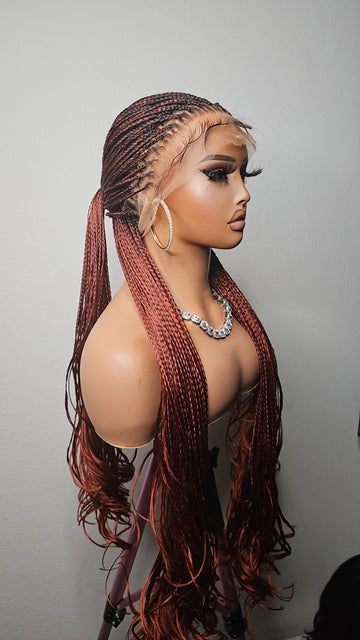 360 Full Lace Knotless Curls Box Braided Wig